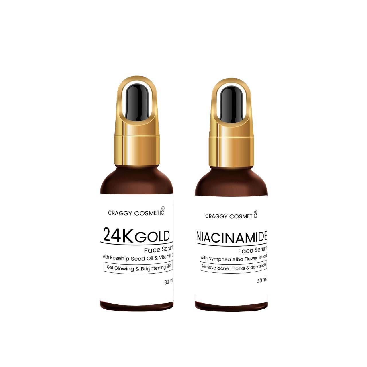 Craggy Pure Glow 24K Gold and Niacinamide Face Serum B3 Brightening Formula