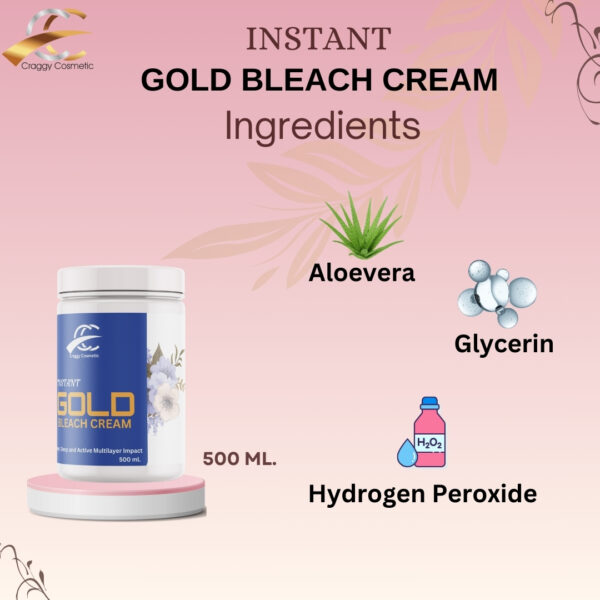 CRAGGY INSTANT GOLD BLEACH CREAM (500 ML.) Instant Glow and Radiance with the Power of Gold"