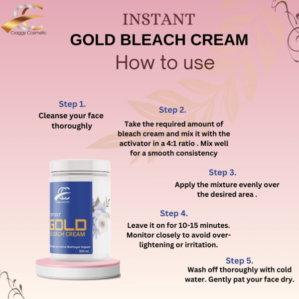 CRAGGY INSTANT GOLD BLEACH CREAM (500 ML.) Instant Glow and Radiance with the Power of Gold"