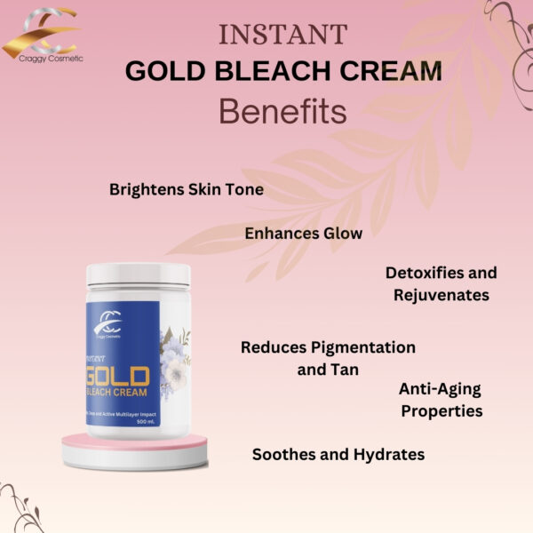 CRAGGY INSTANT GOLD BLEACH CREAM (500 ML.) Instant Glow and Radiance with the Power of Gold"